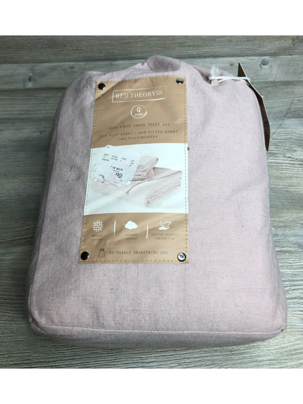 Bed Theory Co. 4 Pc Gauze Queen Leonore Blush Sheet Set Soft Texture NWT